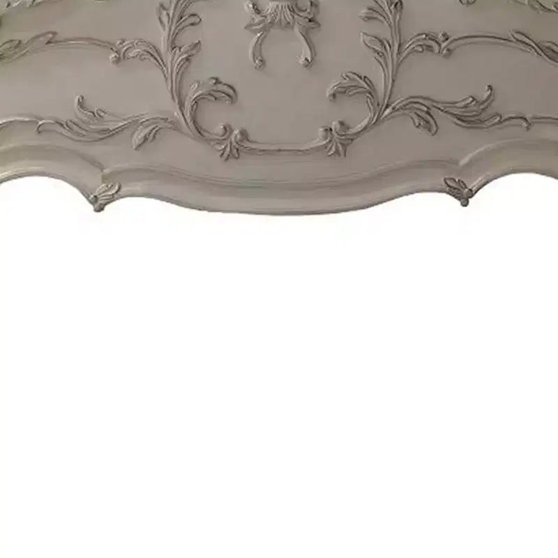 Letto matrimoniale "Eastern King" Dresden da 92" con intagli in stile Rococò e similpelle