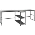 HOMCOM 83 Two Person Computer Desk with 2 Storage Shelves, Double Desk Workstation with Book Shelf, Long Desk Table for Home Office