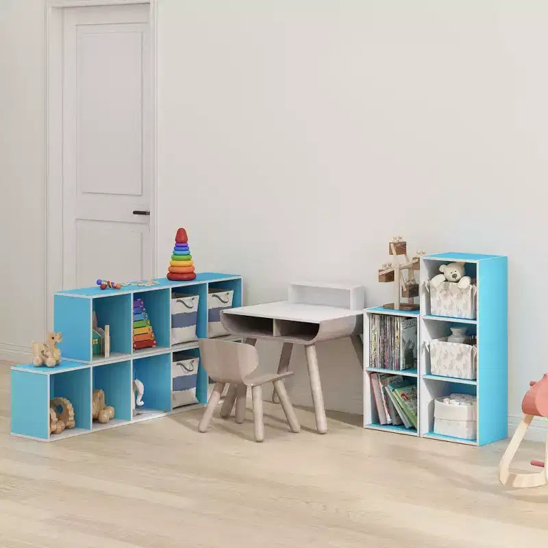 Libreria aperta a 4 ripiani reversibile, scaffale portaoggetti sottile, espositore