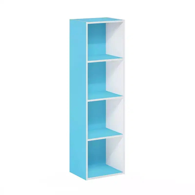 Libreria aperta a 4 ripiani reversibile, scaffale portaoggetti sottile, espositore