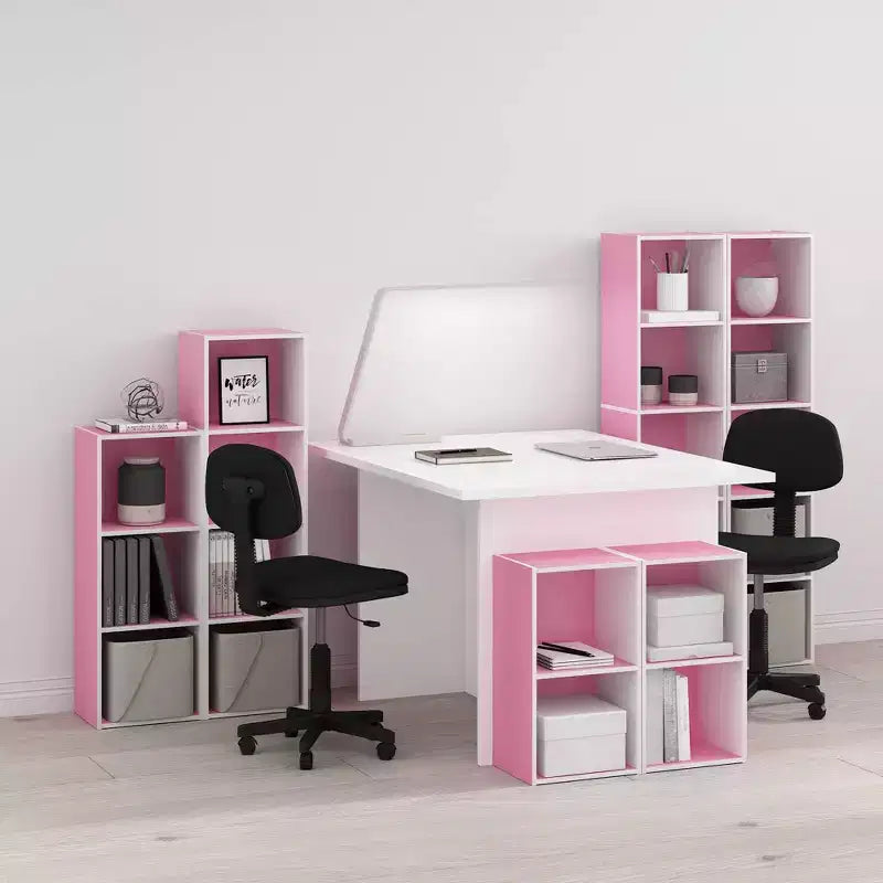 Libreria aperta a 4 ripiani reversibile, scaffale portaoggetti sottile, espositore