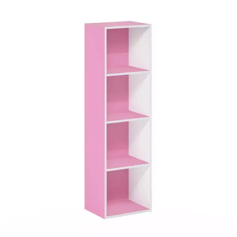 Libreria aperta a 4 ripiani reversibile, scaffale portaoggetti sottile, espositore