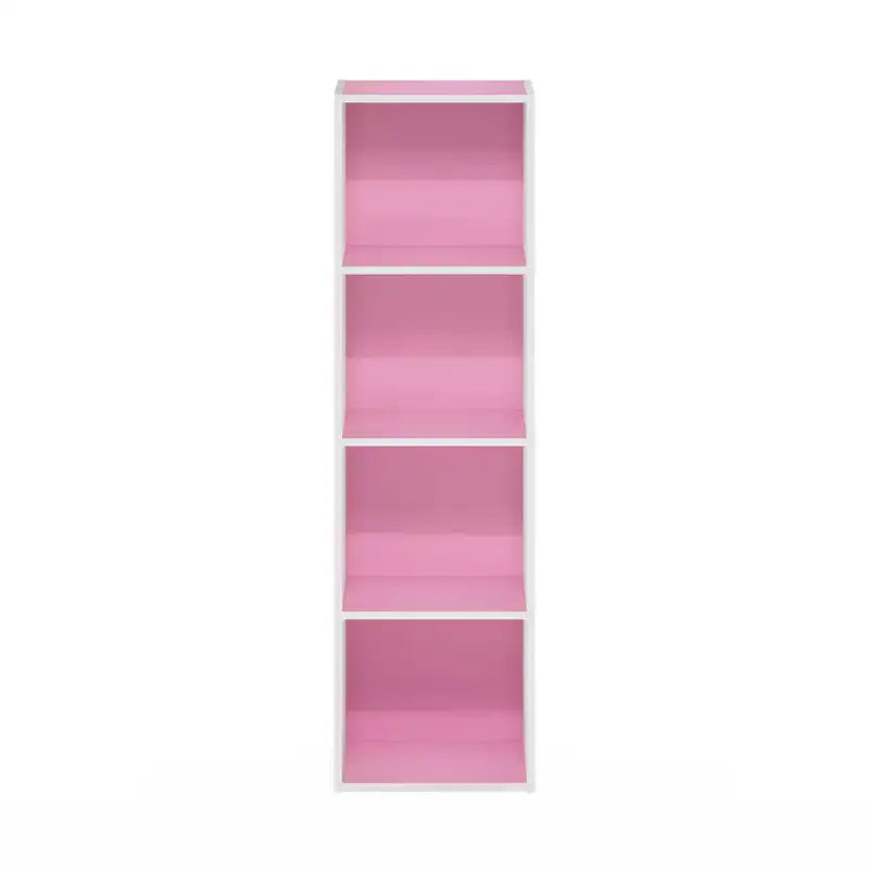 Libreria aperta a 4 ripiani reversibile, scaffale portaoggetti sottile, espositore