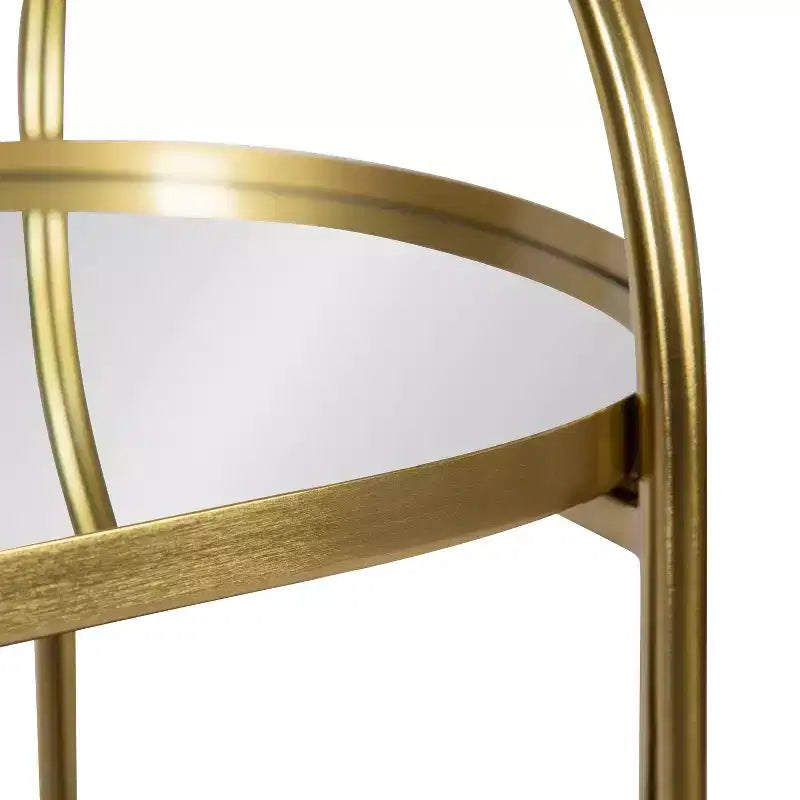 Carrello bar Maxfield ovale in legno, 26x13x36, noce e oro