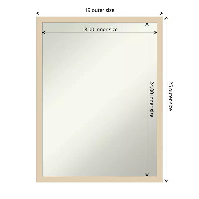 Specchio da parete con cornice in legno non smussata ed elegante