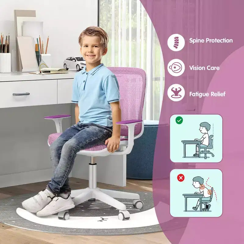 Sedia da scrivania per bambini Girevole in rete Sedia da computer per bambini con altezza regolabile