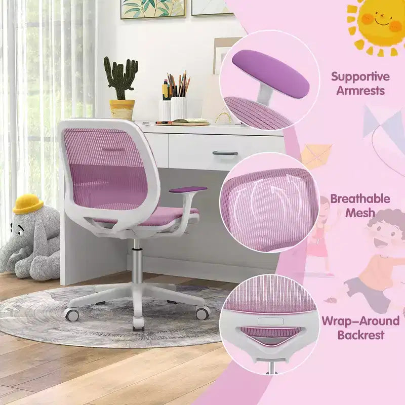 Sedia da scrivania per bambini Girevole in rete Sedia da computer per bambini con altezza regolabile