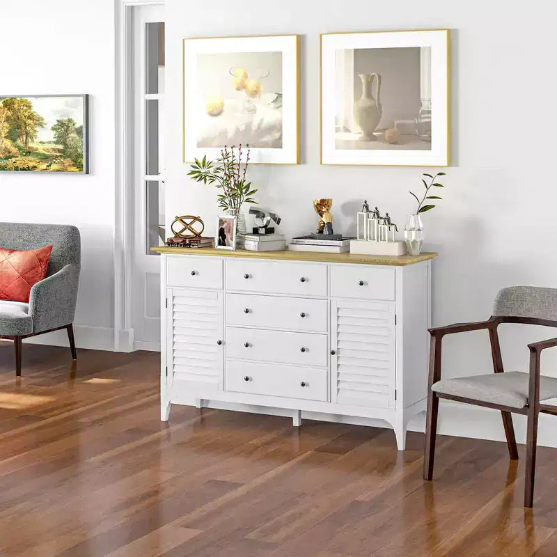 Madia moderna con cassetti, credenza con armadietti, ripiani regolabili per soggiorno, cucina