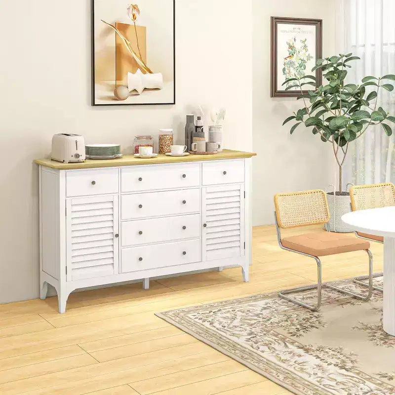 Madia moderna con cassetti, credenza con armadietti, ripiani regolabili per soggiorno, cucina