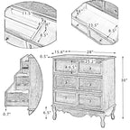 Set di 2 cassettiere accentate tradizionali Galatea da 81 cm in legno massello con 3 cassetti e stazione di ricarica
