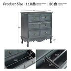 Set di 2 cassettiere accentate tradizionali Galatea da 81 cm in legno massello con 3 cassetti e stazione di ricarica