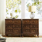 Set di 2 cassettiere accentate tradizionali Galatea da 81 cm in legno massello con 3 cassetti e stazione di ricarica