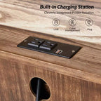 Set di 2 cassettiere accentate tradizionali Galatea da 81 cm in legno massello con 3 cassetti e stazione di ricarica