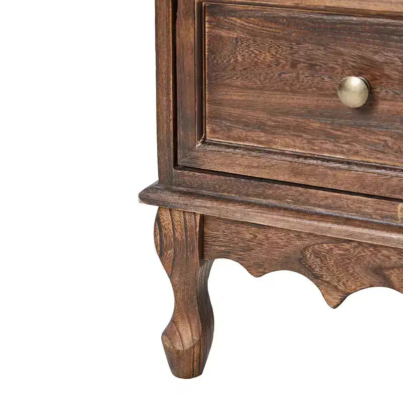 Set di 2 cassettiere accentate tradizionali Galatea da 81 cm in legno massello con 3 cassetti e stazione di ricarica