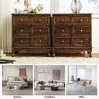 Set di 2 cassettiere accentate tradizionali Galatea da 81 cm in legno massello con 3 cassetti e stazione di ricarica