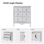 Set di 2 cassettiere accentate tradizionali Galatea da 81 cm in legno massello con 3 cassetti e stazione di ricarica