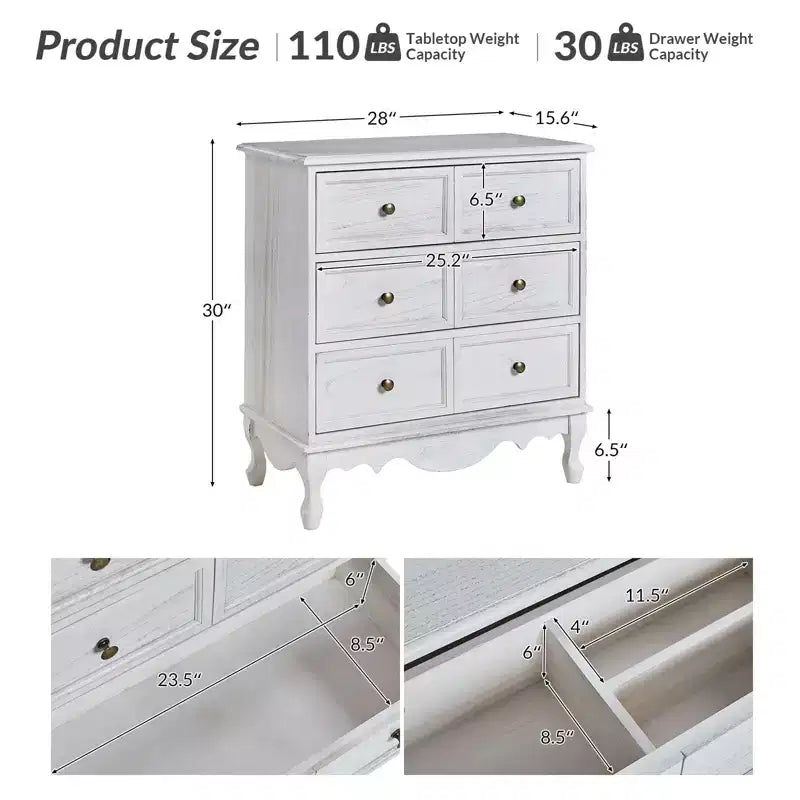 Set di 2 cassettiere accentate tradizionali Galatea da 81 cm in legno massello con 3 cassetti e stazione di ricarica