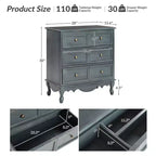 Set di 2 cassettiere accentate tradizionali Galatea da 81 cm in legno massello con 3 cassetti e stazione di ricarica