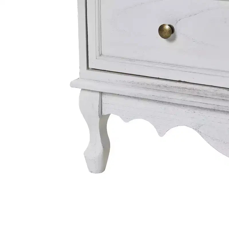 Set di 2 cassettiere accentate tradizionali Galatea da 81 cm in legno massello con 3 cassetti e stazione di ricarica