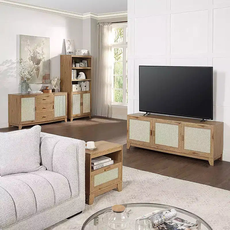 Mobile TV Sheridan Modern 6 ripiani in rattan per TV fino a 55"