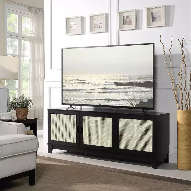Mobile TV Sheridan Modern 6 ripiani in rattan per TV fino a 55"