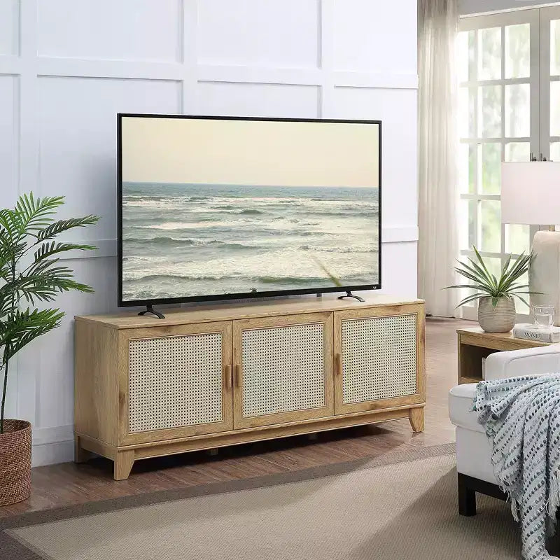 Mobile TV Sheridan Modern 6 ripiani in rattan per TV fino a 55"