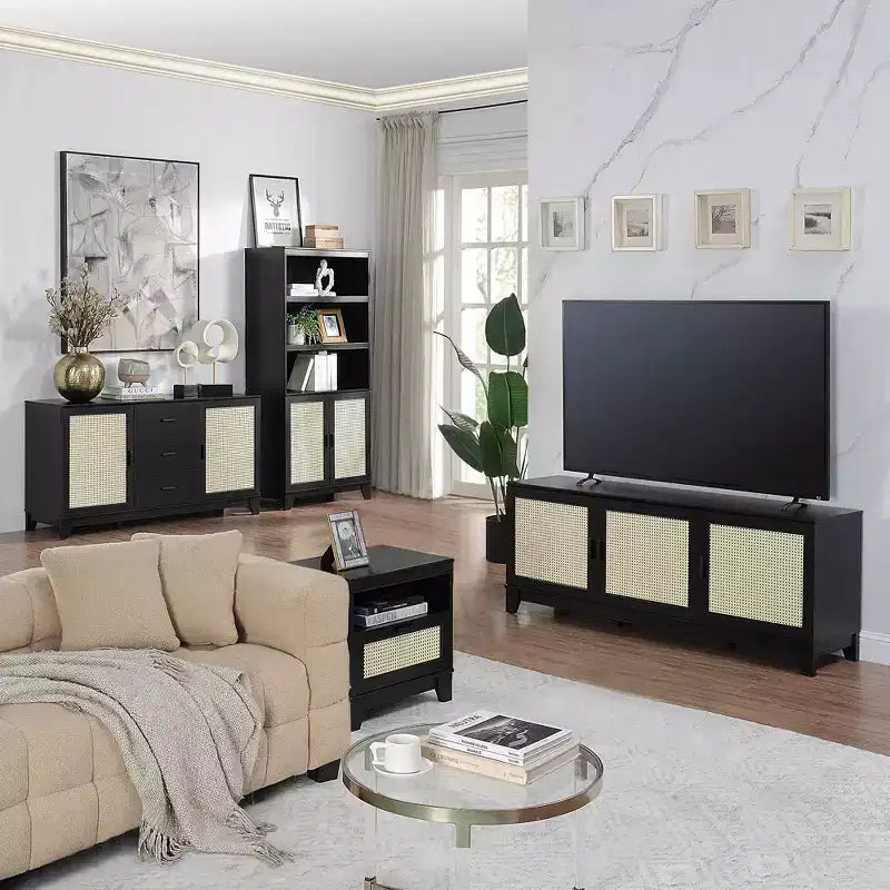 Mobile TV Sheridan Modern 6 ripiani in rattan per TV fino a 55"