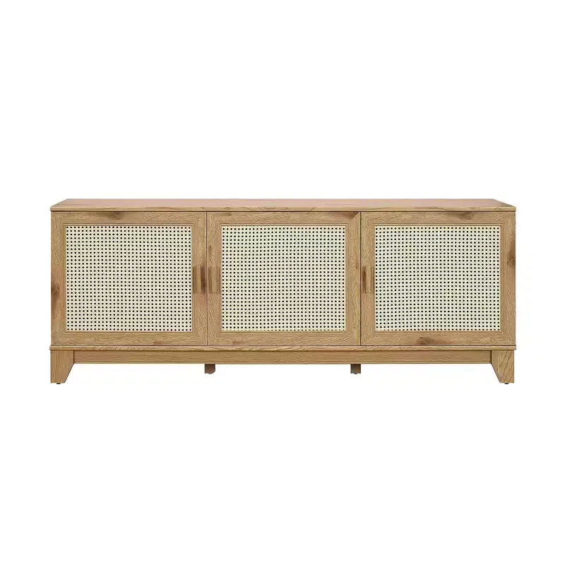 Sheridan Modern 6 Shelf Cane TV Stand for TVs up to 55" - Manhattan Comfort