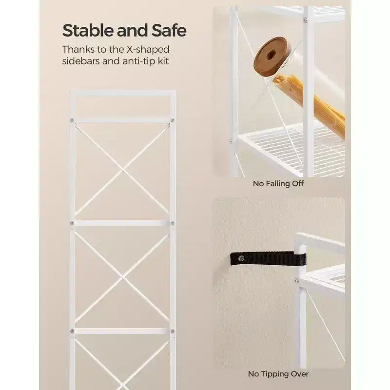 Scaffale a 5 livelli, ripiano in metallo per ingresso, cucina, soggiorno, nero