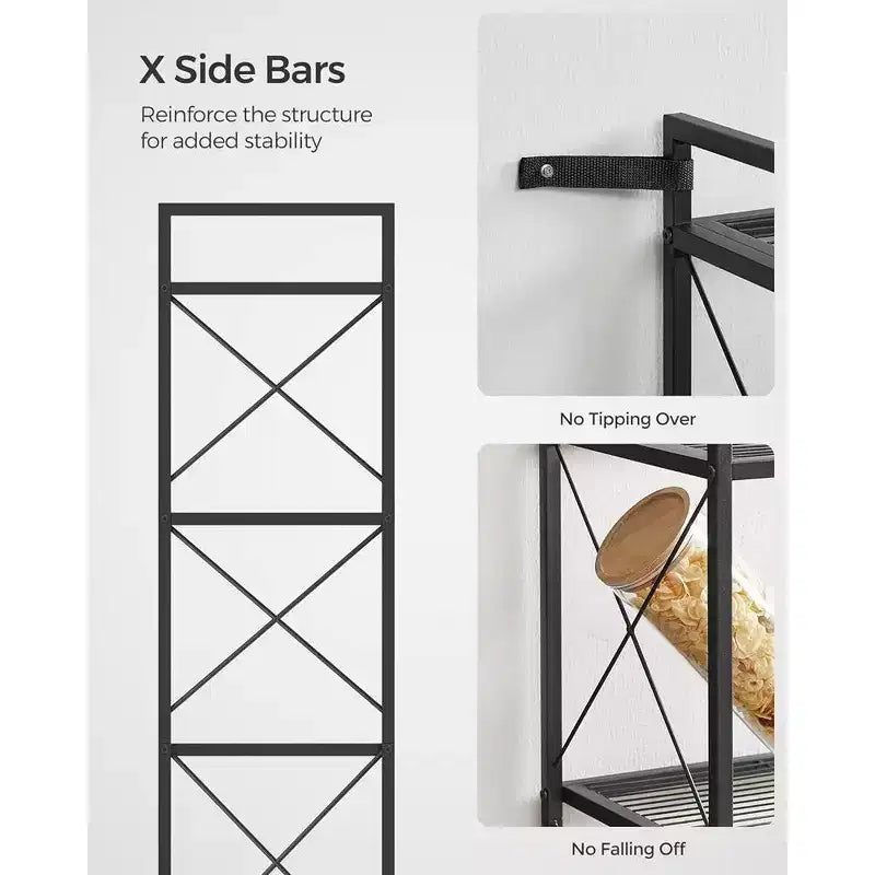 Scaffale a 5 livelli, ripiano in metallo per ingresso, cucina, soggiorno, nero