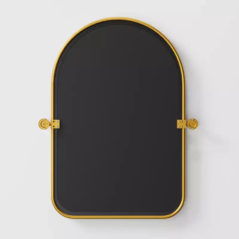 Specchio girevole da bagno a forma di arco con cornice in metallo, confezione da 2 pezzi