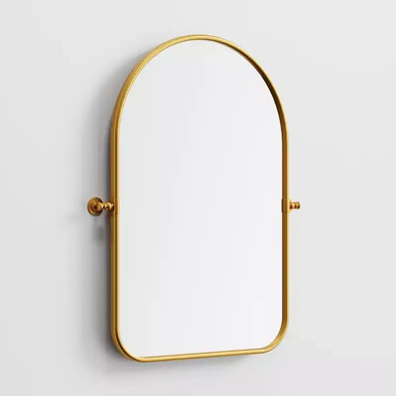 Specchio girevole da bagno a forma di arco con cornice in metallo, confezione da 2 pezzi