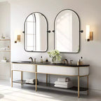 Specchio girevole da bagno a forma di arco con cornice in metallo, confezione da 2 pezzi