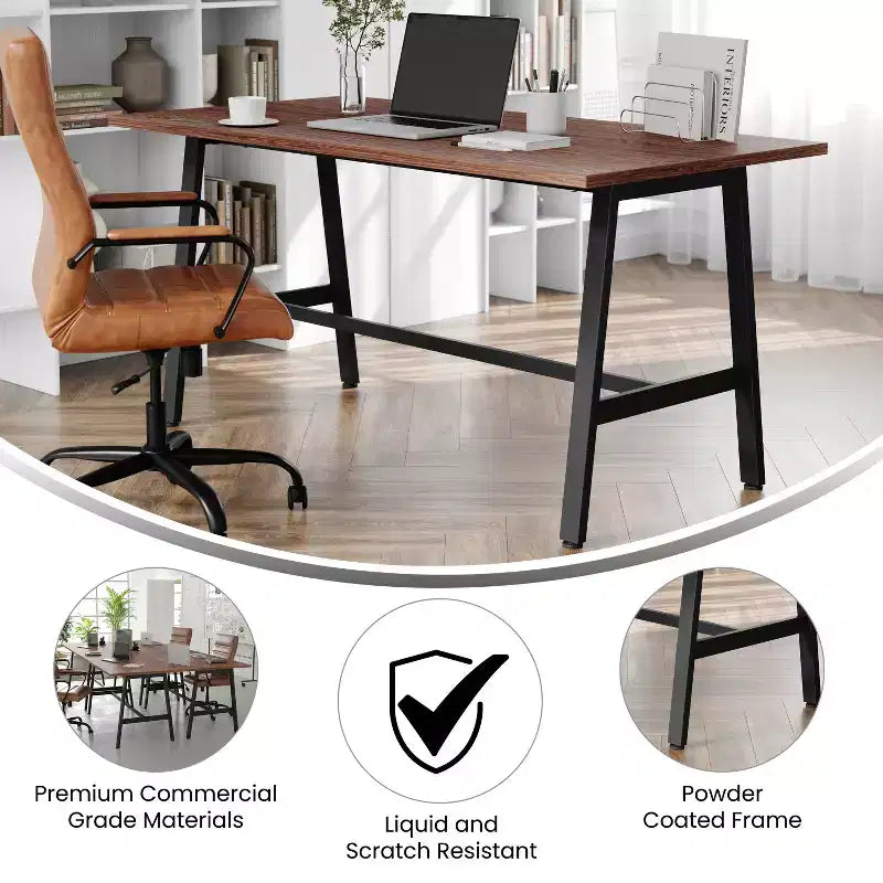Tavolo da conferenza Redmond Commercial 60x30 con piano in laminato a doppia faccia spesso 2,5 cm, bordi in PVC e base in acciaio resistente a forma di A