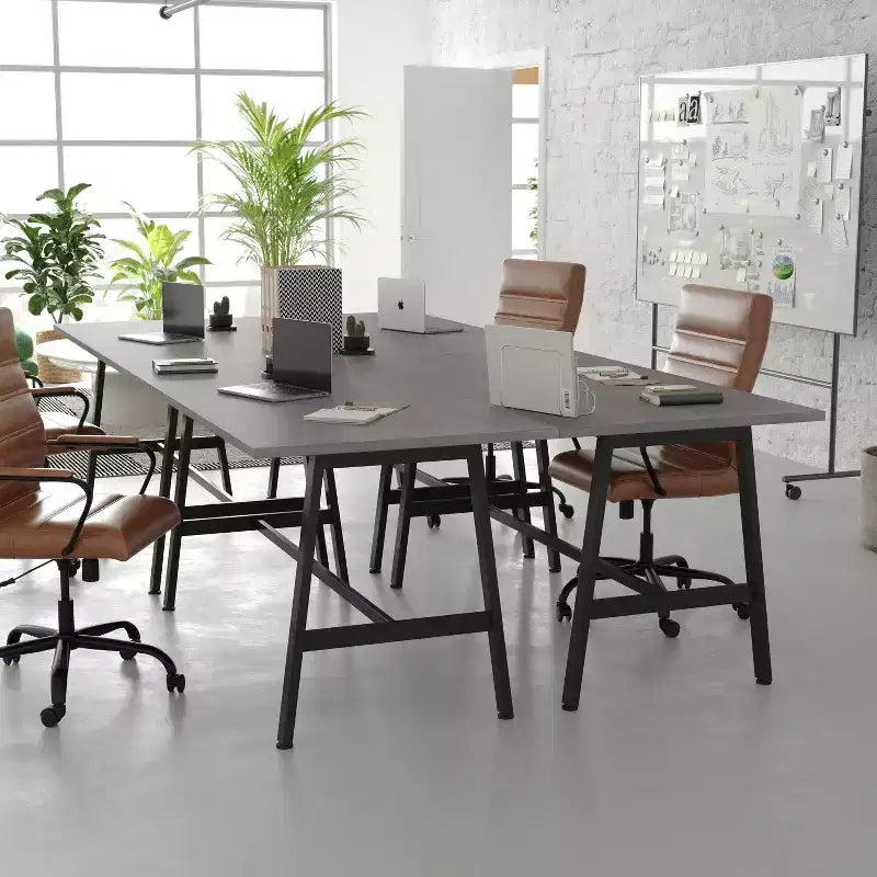 Tavolo da conferenza Redmond Commercial 60x30 con piano in laminato a doppia faccia spesso 2,5 cm, bordi in PVC e base in acciaio resistente a forma di A
