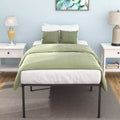 Landdream Letto a piattaforma con struttura in metallo e doghe in acciaio Nero