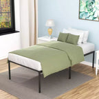 Landdream Letto a piattaforma con struttura in metallo e doghe in acciaio Nero
