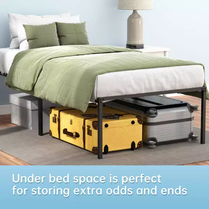 Landdream Letto a piattaforma con struttura in metallo e doghe in acciaio Nero