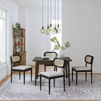 Hartmut Sedie da Pranzo Moderne in Rattan con Gambe in Legno Massello, Confezione da 2