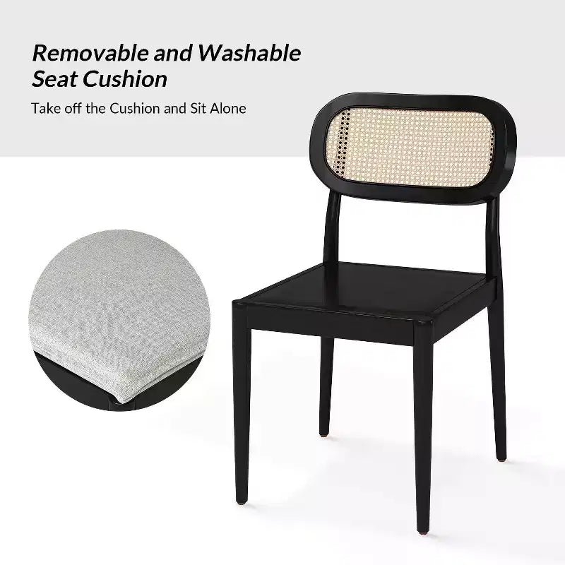 Hartmut Sedie da Pranzo Moderne in Rattan con Gambe in Legno Massello, Confezione da 2