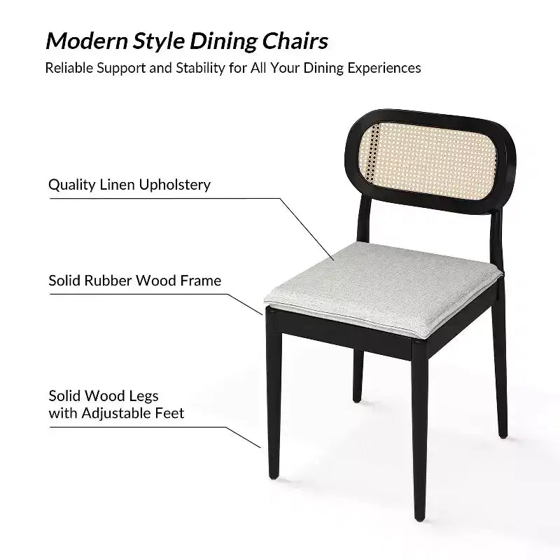 Hartmut Sedie da Pranzo Moderne in Rattan con Gambe in Legno Massello, Confezione da 2