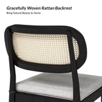 Hartmut Sedie da Pranzo Moderne in Rattan con Gambe in Legno Massello, Confezione da 2