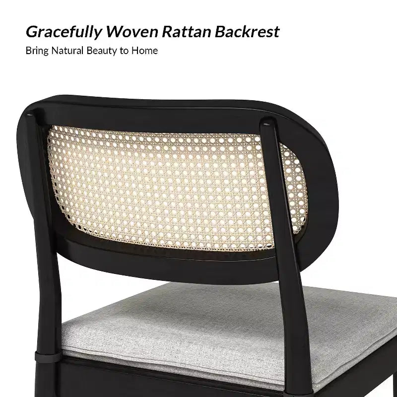 Hartmut Sedie da Pranzo Moderne in Rattan con Gambe in Legno Massello, Confezione da 2