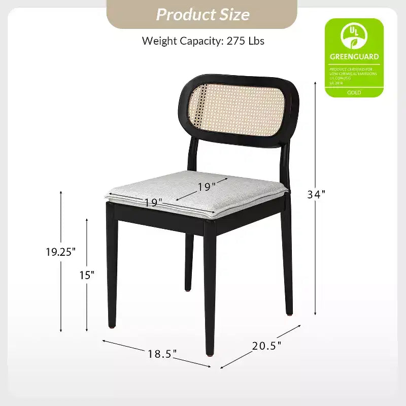 Hartmut Sedie da Pranzo Moderne in Rattan con Gambe in Legno Massello, Confezione da 2