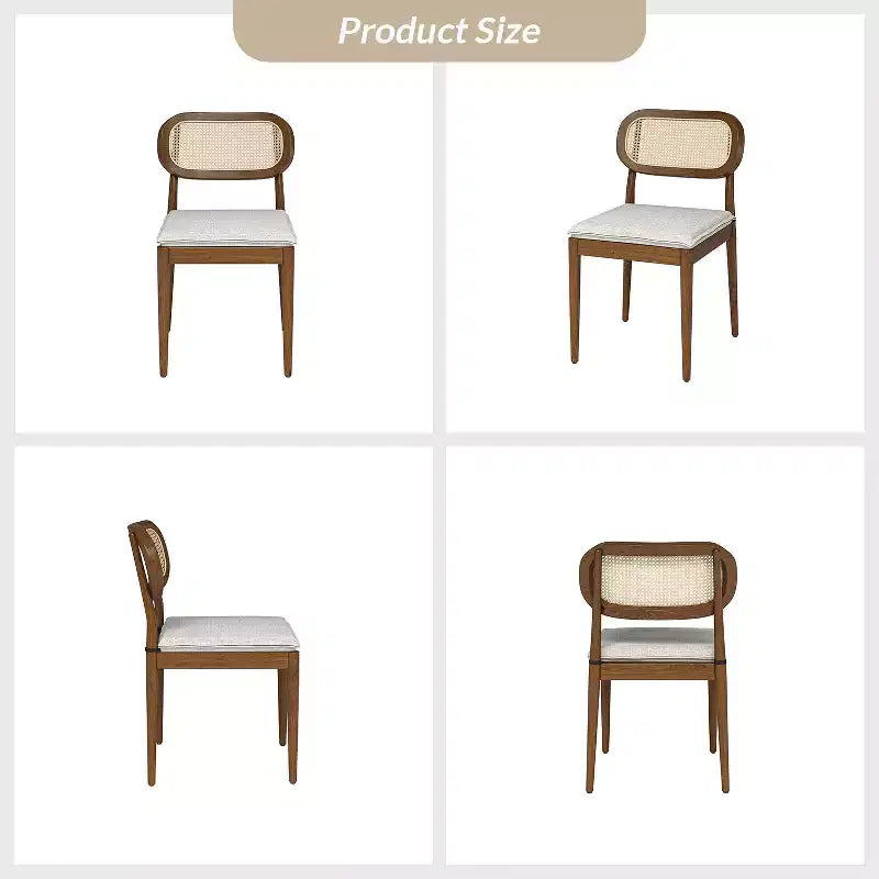 Hartmut Sedie da Pranzo Moderne in Rattan con Gambe in Legno Massello, Confezione da 2