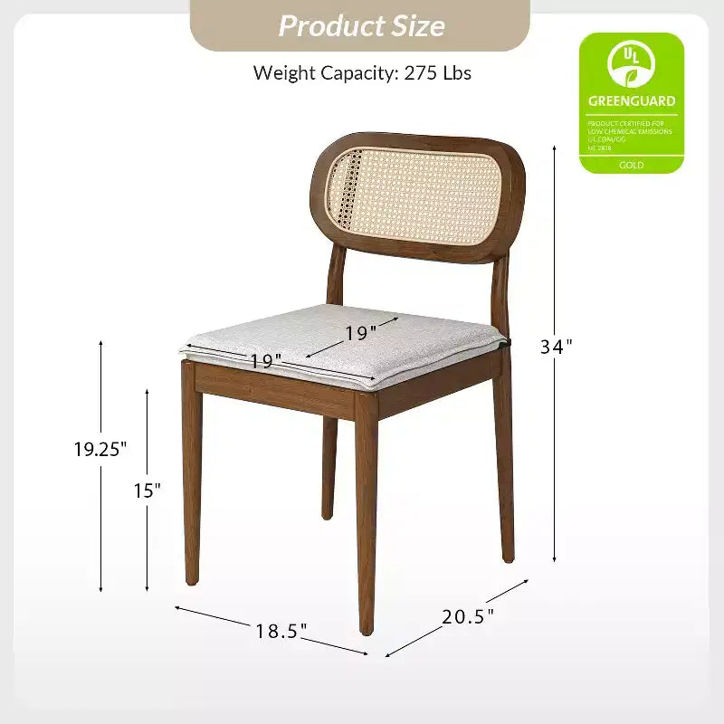 Hartmut Sedie da Pranzo Moderne in Rattan con Gambe in Legno Massello, Confezione da 2
