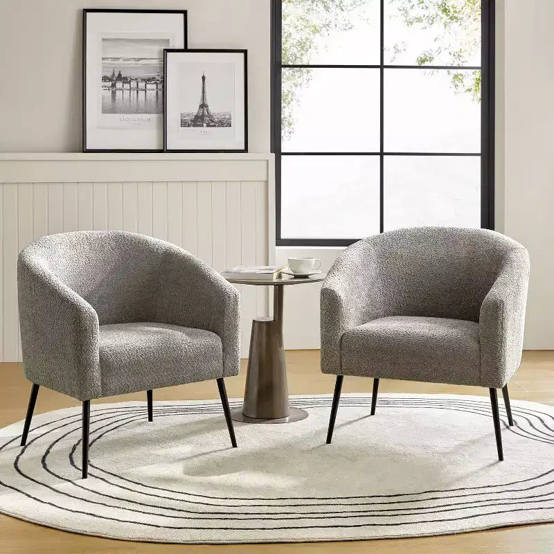 Set di 2 Poltrone Guy Moderne in Bouclé con gambe in metallo ART OF LIVING DESIGNS