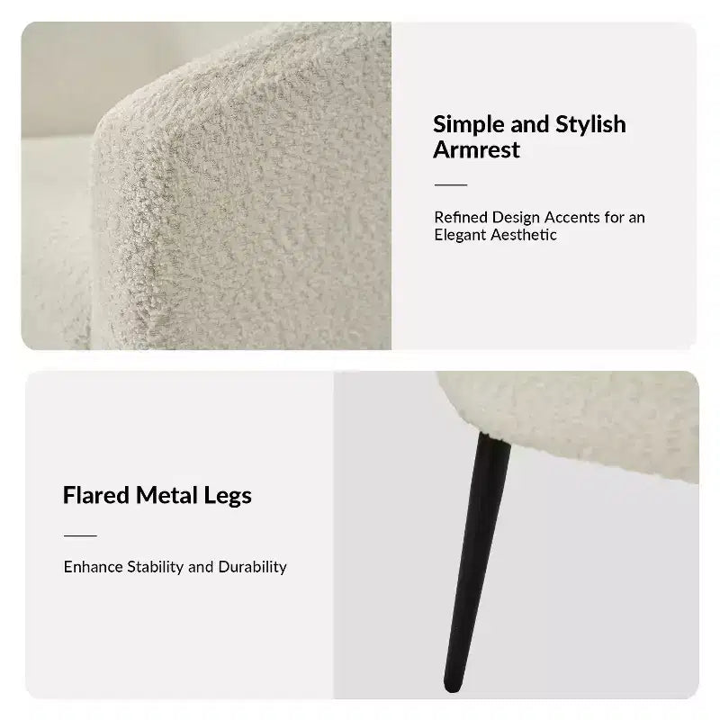 Set di 2 Poltrone Guy Moderne in Bouclé con gambe in metallo ART OF LIVING DESIGNS