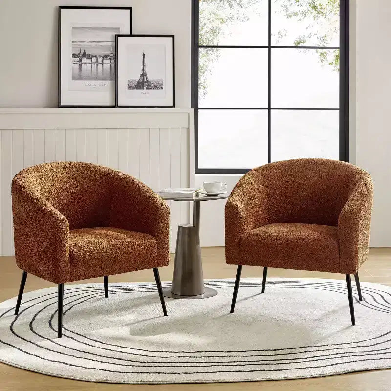 Set di 2 Poltrone Guy Moderne in Bouclé con gambe in metallo ART OF LIVING DESIGNS