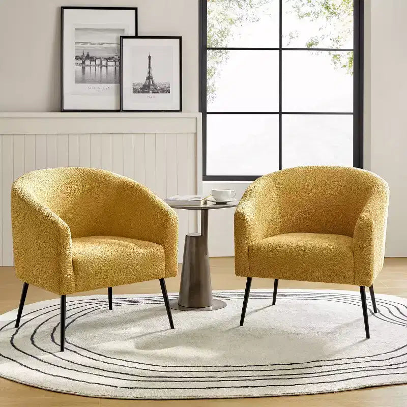Set di 2 Poltrone Guy Moderne in Bouclé con gambe in metallo ART OF LIVING DESIGNS